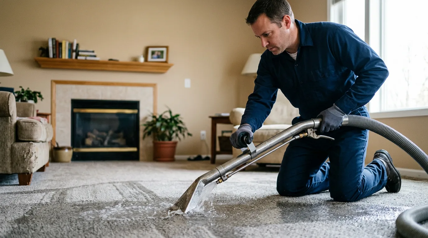 Water damage restoration technician working near Lawrence, NY